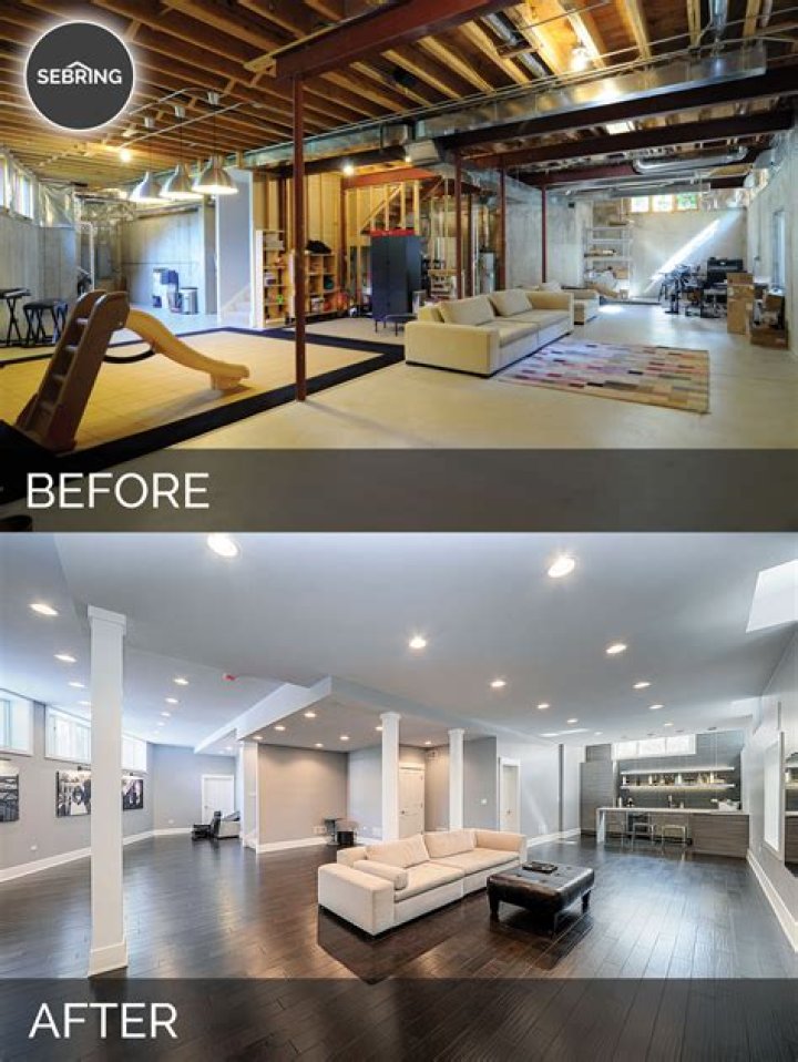 basement remodel before and after