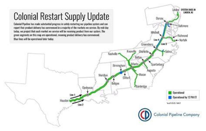colonial pipeline map