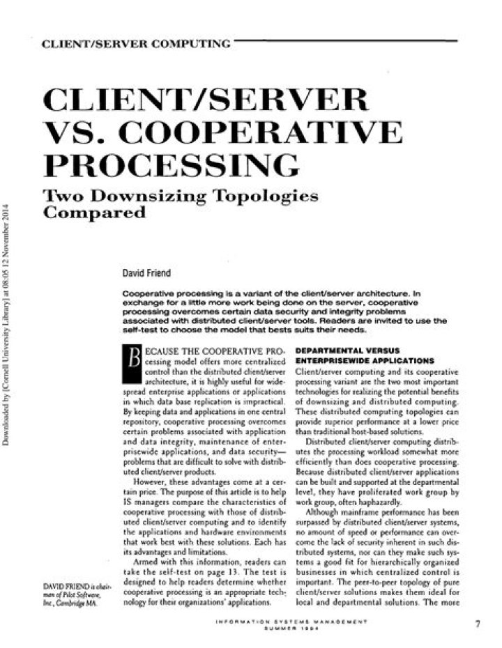 Cooperative Processing