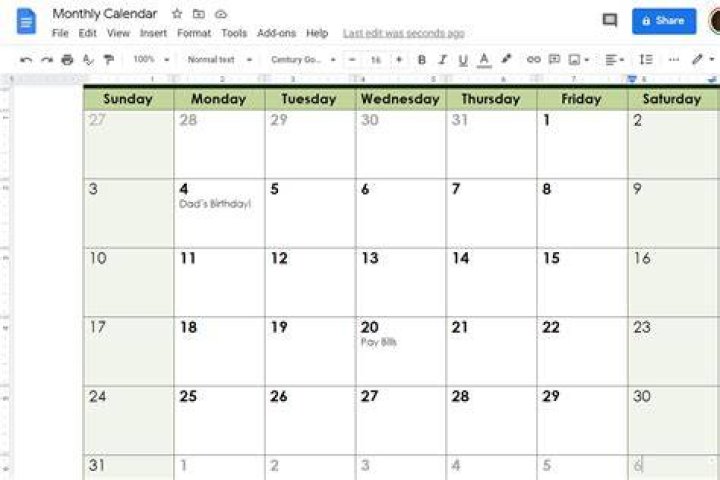google docs calendar