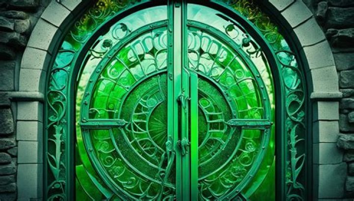 green glass door