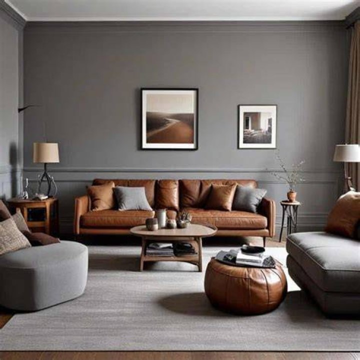 grey and brown living room