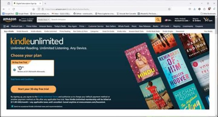 how much does kindle unlimited cost