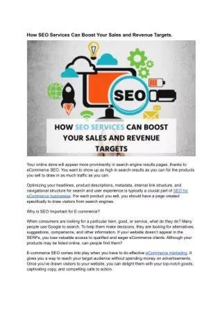 How SEO Services Can Boost Your Sales And Revenue Targets?