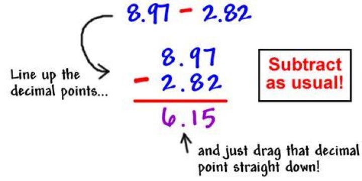 how to subtract decimals