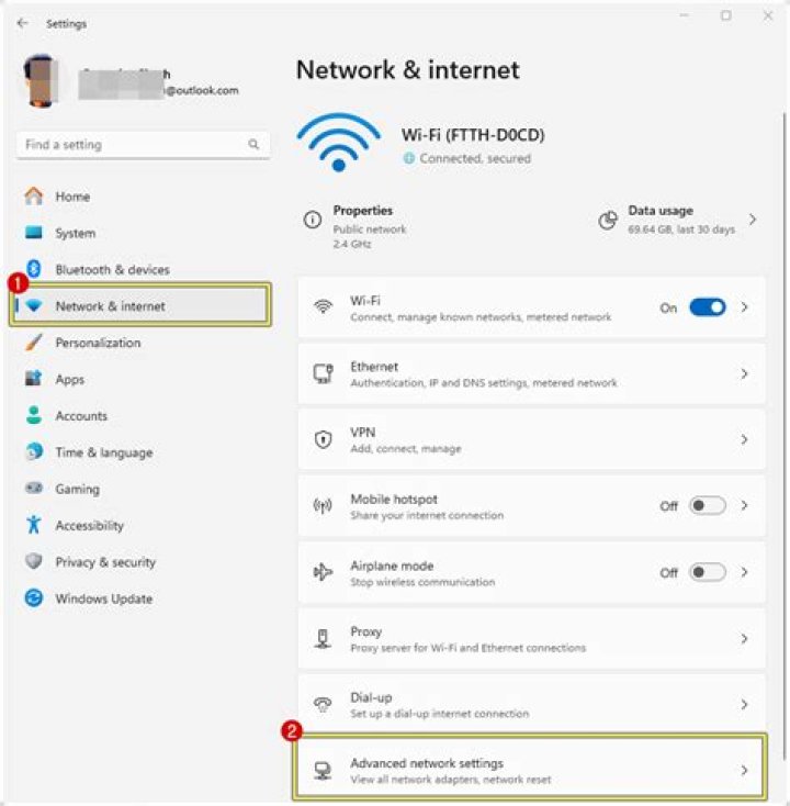 internet settings