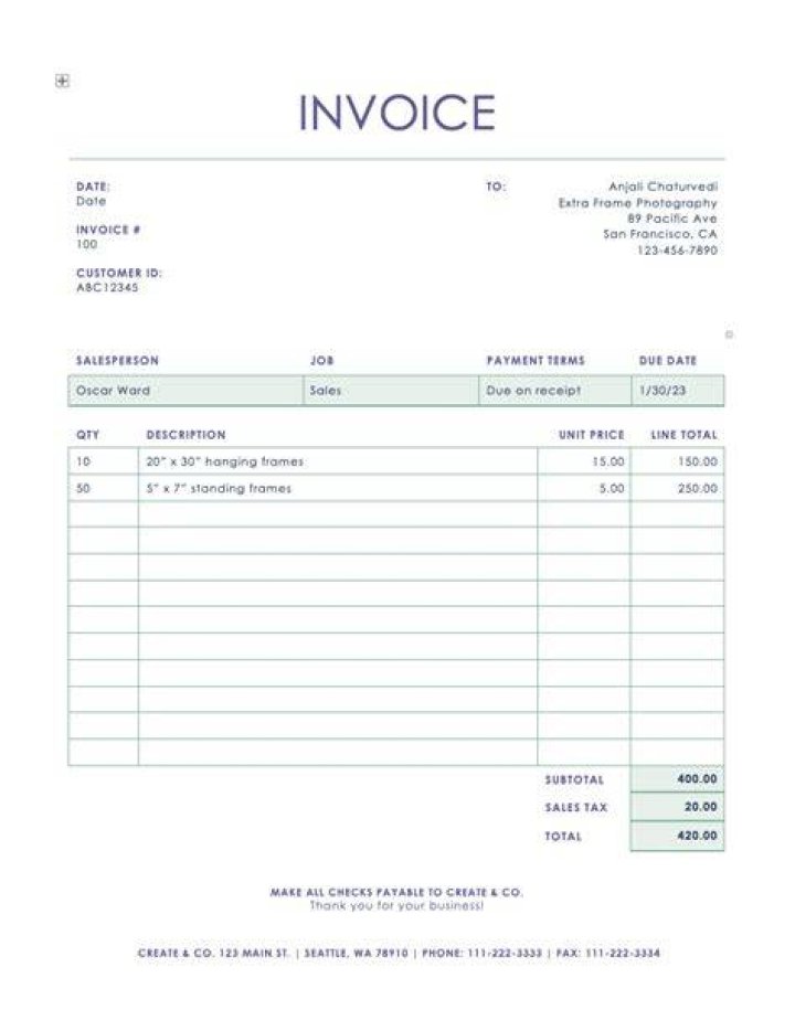 invoice template word