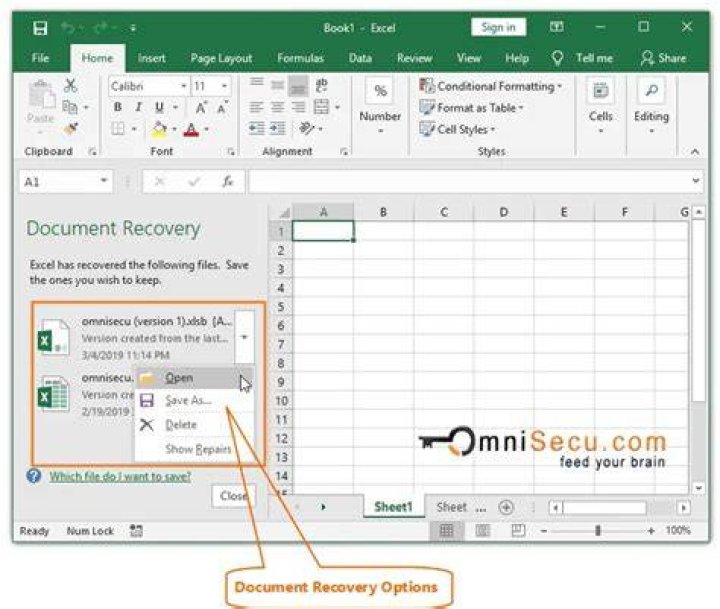 recover excel file